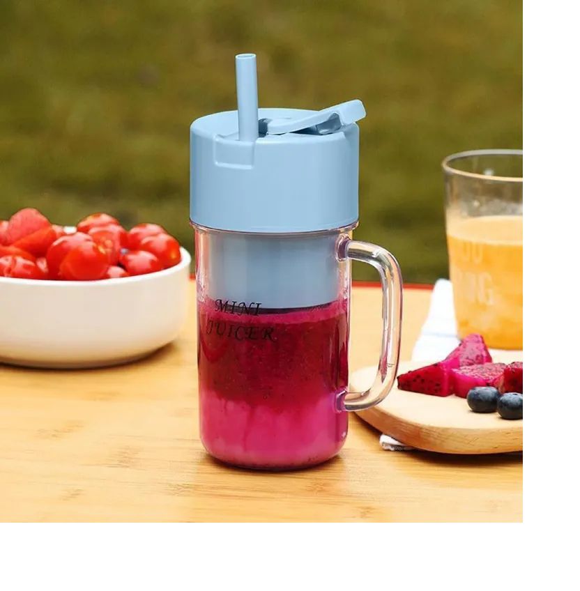 Portable Fruit Juicer With Straw USB Electric Stainless Steel