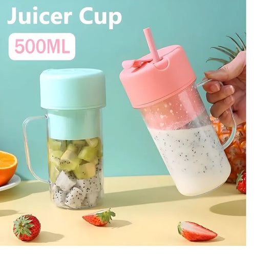 Portable Fruit Juicer With Straw USB Electric Stainless Steel