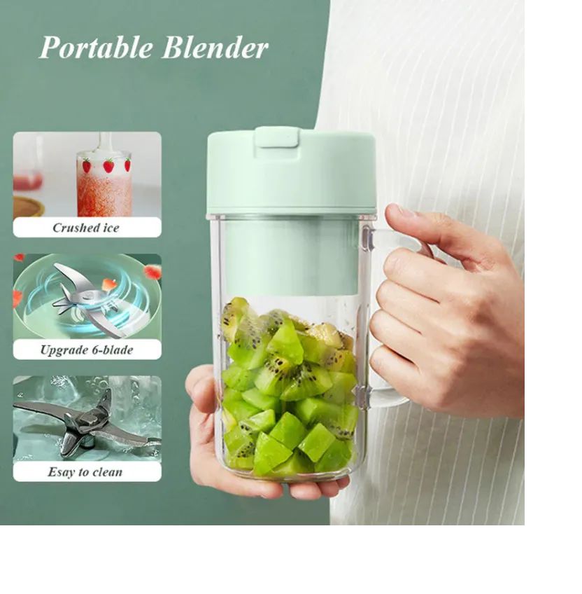 Portable Fruit Juicer With Straw USB Electric Stainless Steel