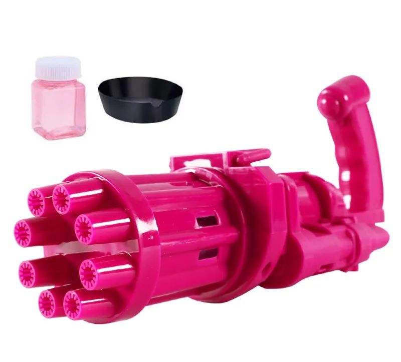 Kids Automatic Bubble Gatling Gun Summer Soap Water Bubble Machine