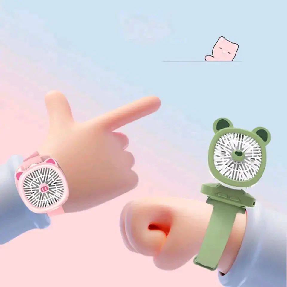 Watch Fan Cartoon With Wrist Strap Rechargeable